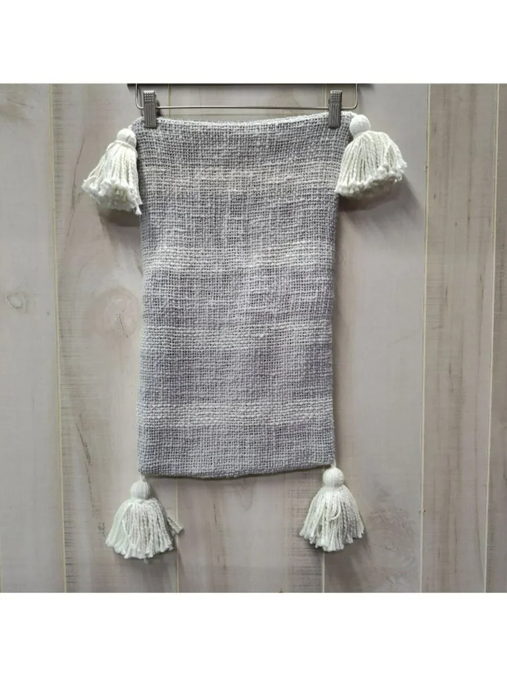 Tassel Stripe Pillow Cover 12x21 Gray & White 100% Cotton By West Elm